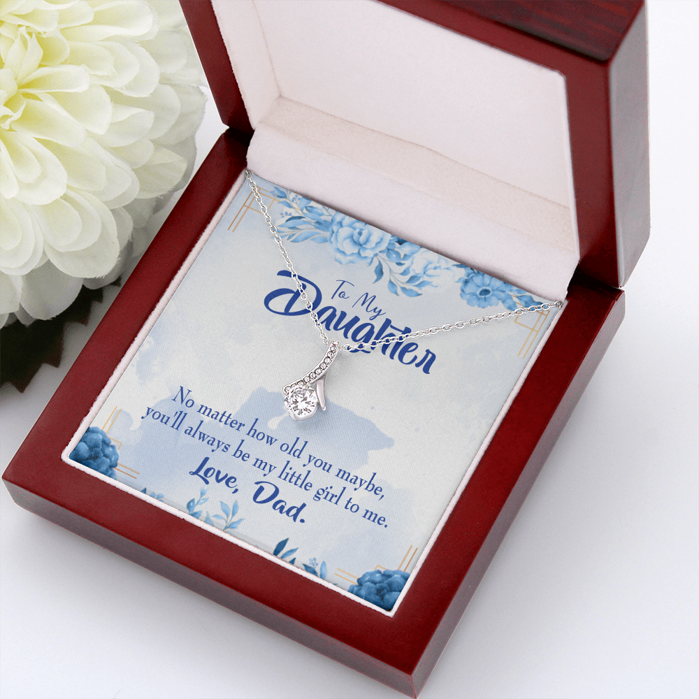 To My Daughter Daddy's Little Girl Alluring Ribbon Necklace Message Card-Express Your Love Gifts