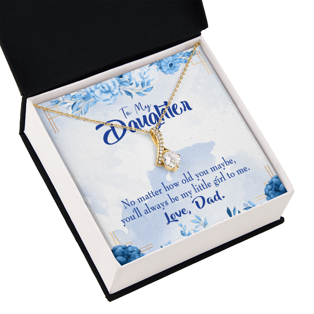 To My Daughter Daddy's Little Girl Alluring Ribbon Necklace Message Card-Express Your Love Gifts