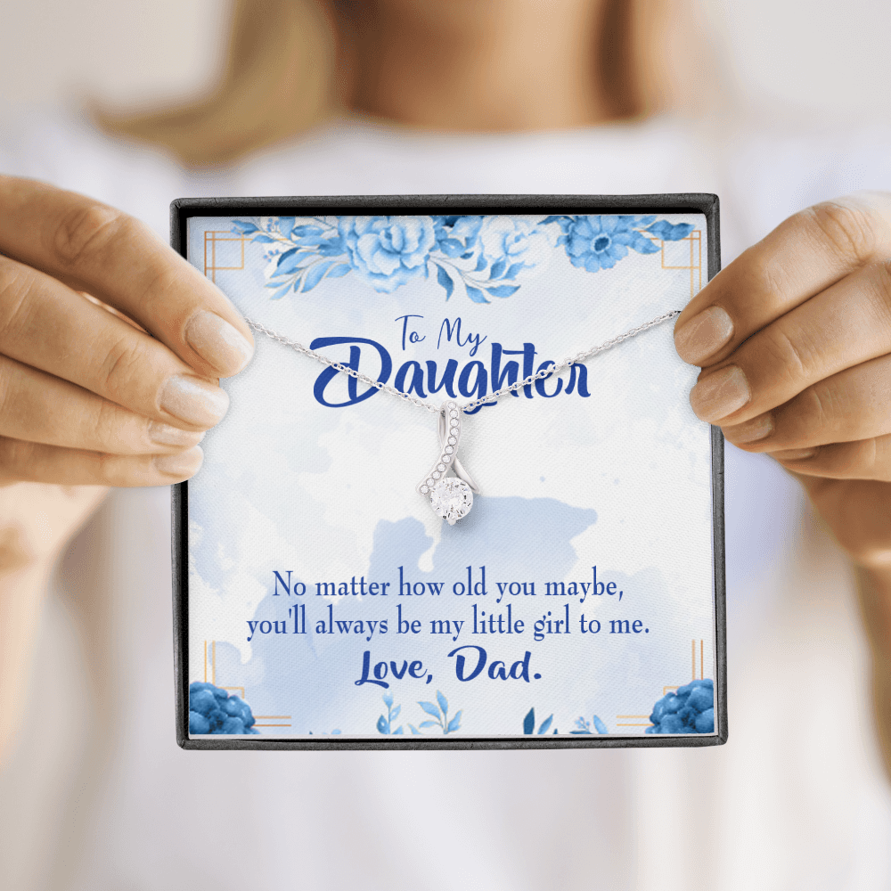 To My Daughter Daddy's Little Girl Alluring Ribbon Necklace Message Card-Express Your Love Gifts