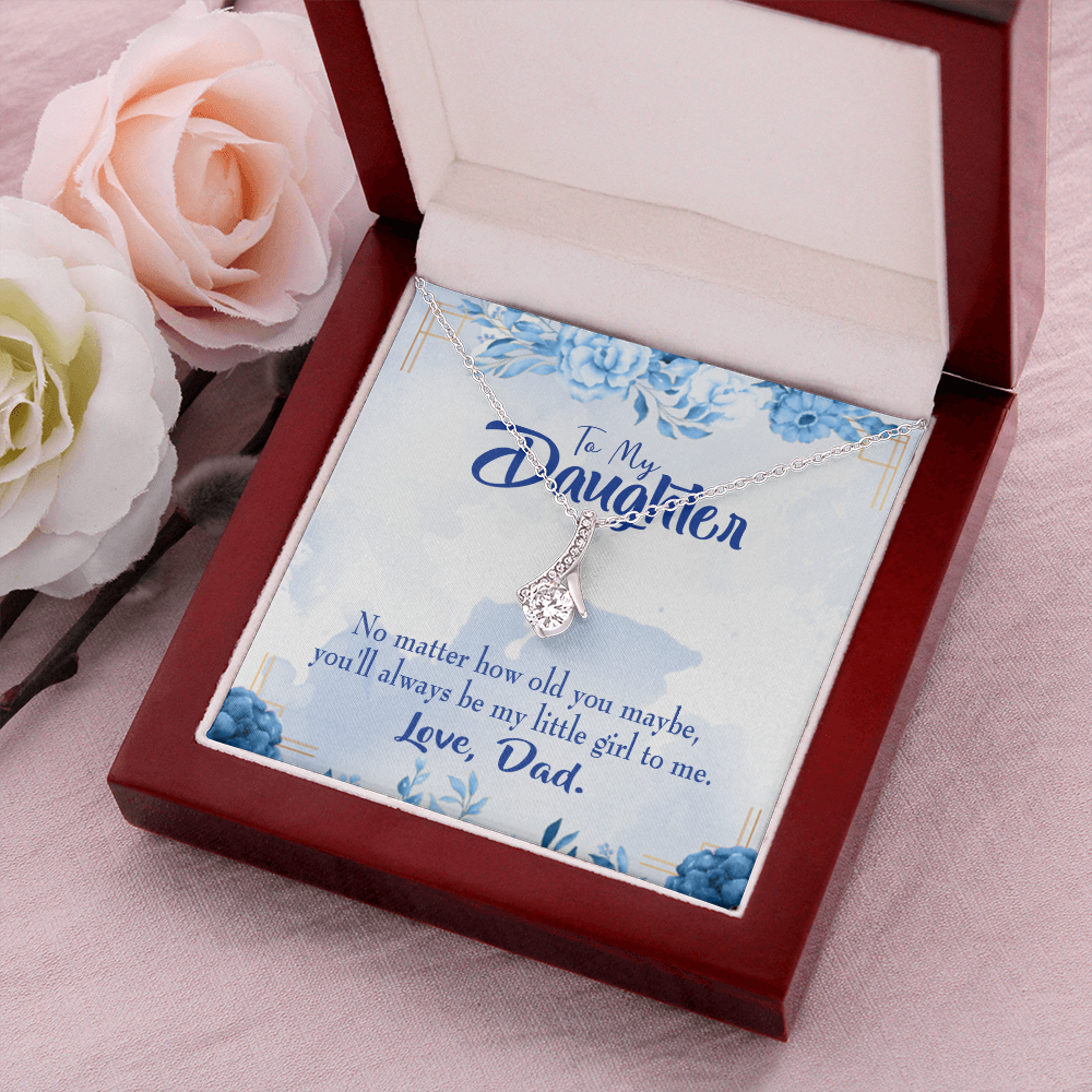To My Daughter Daddy's Little Girl Alluring Ribbon Necklace Message Card-Express Your Love Gifts