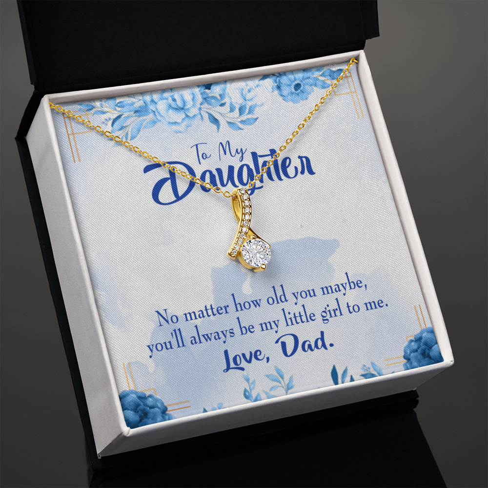 To My Daughter Daddy's Little Girl Alluring Ribbon Necklace Message Card-Express Your Love Gifts