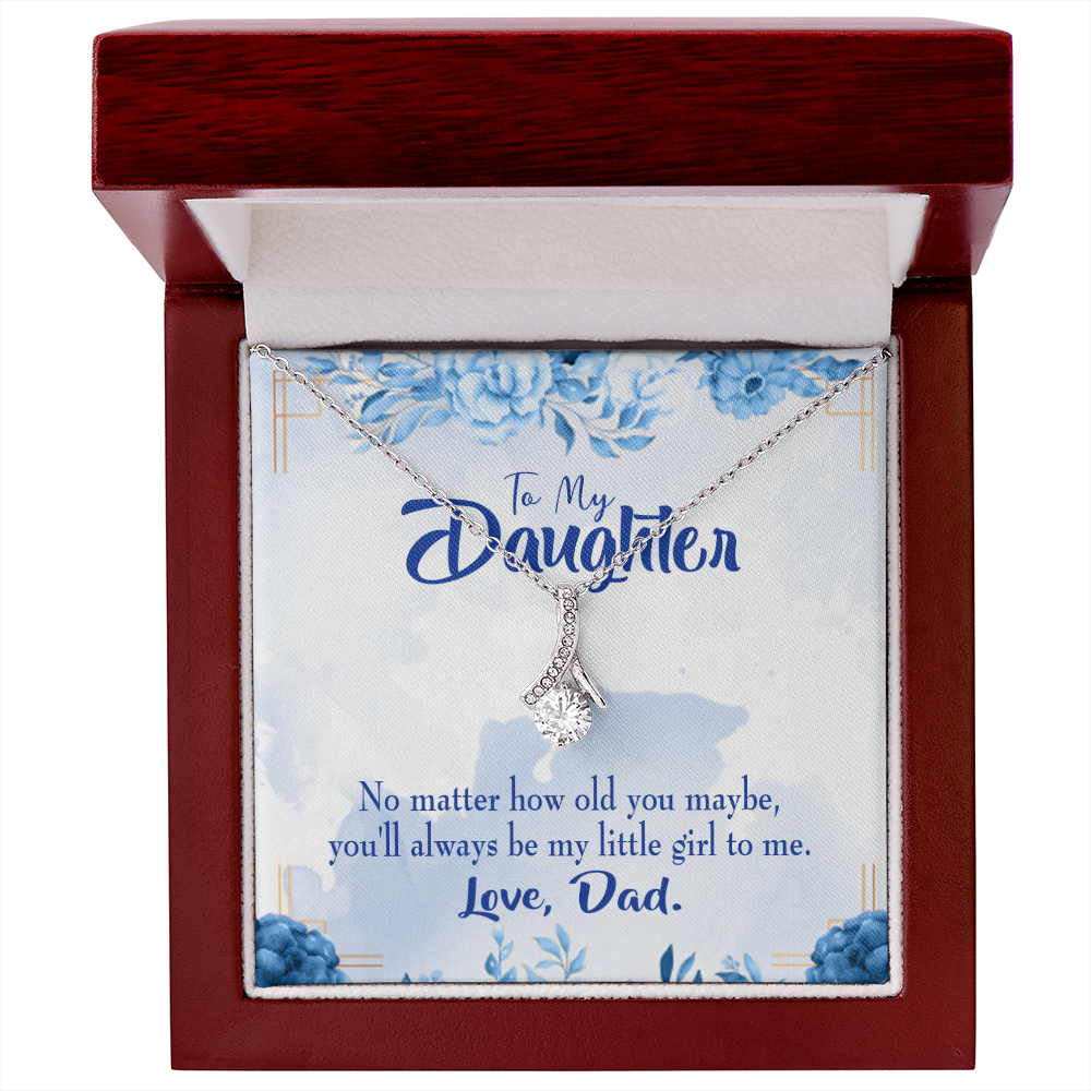To My Daughter Daddy's Little Girl Alluring Ribbon Necklace Message Card-Express Your Love Gifts