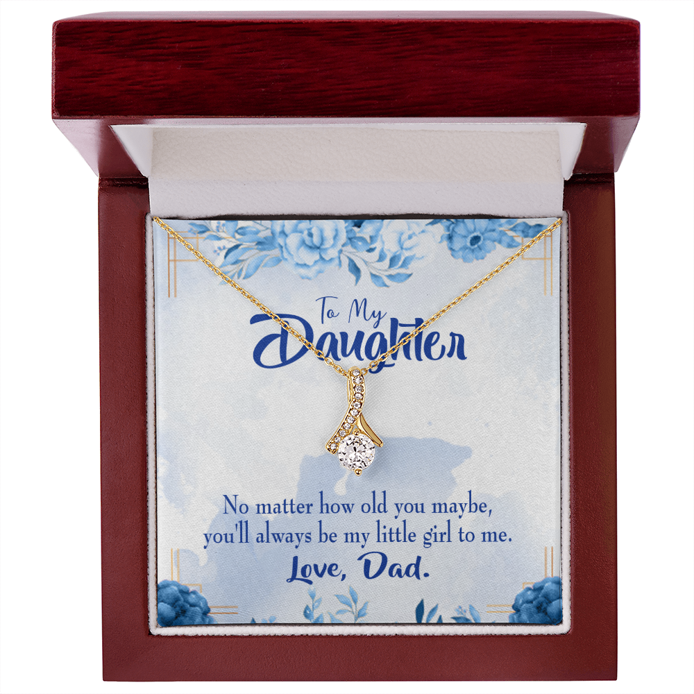 To My Daughter Daddy's Little Girl Alluring Ribbon Necklace Message Card-Express Your Love Gifts