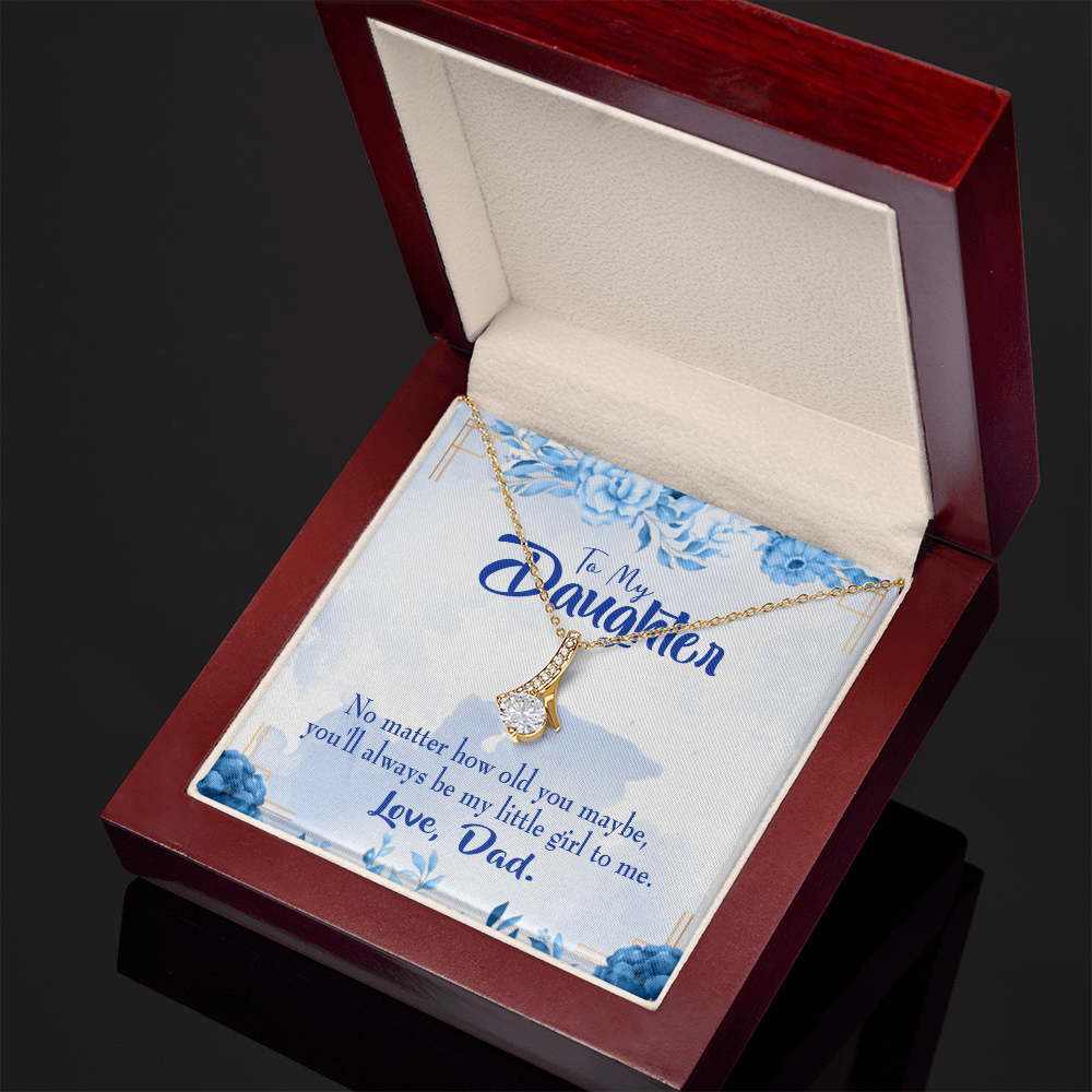 To My Daughter Daddy's Little Girl Alluring Ribbon Necklace Message Card-Express Your Love Gifts