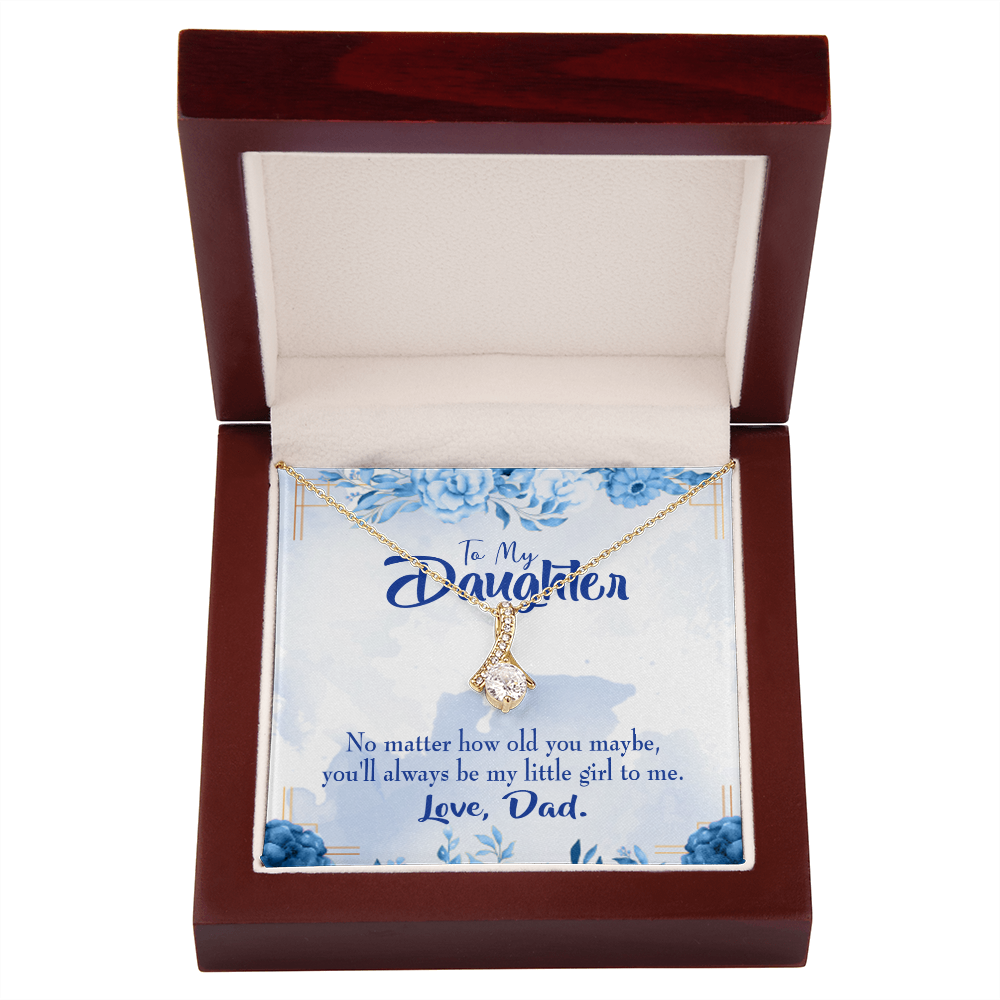 To My Daughter Daddy's Little Girl Alluring Ribbon Necklace Message Card-Express Your Love Gifts