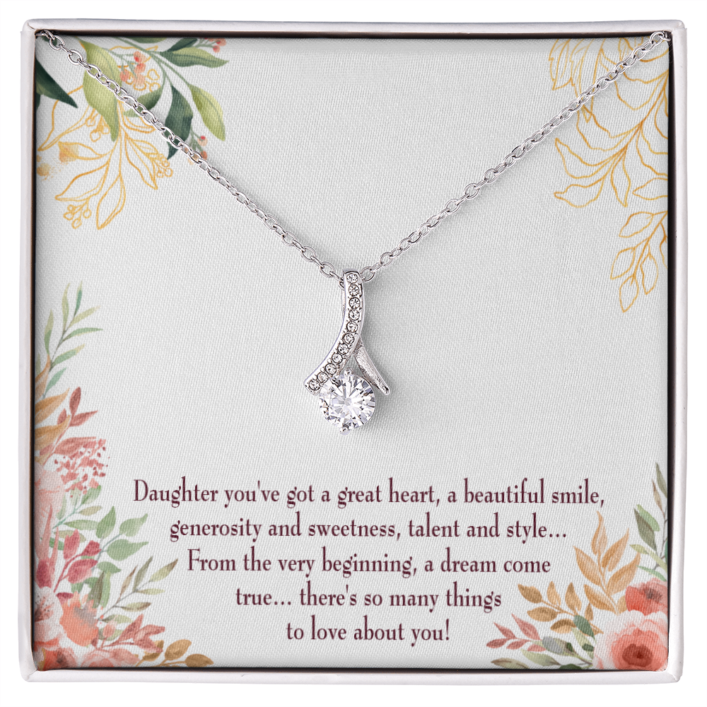 To My Daughter Daughter Gift Alluring Ribbon Necklace Message Card-Express Your Love Gifts