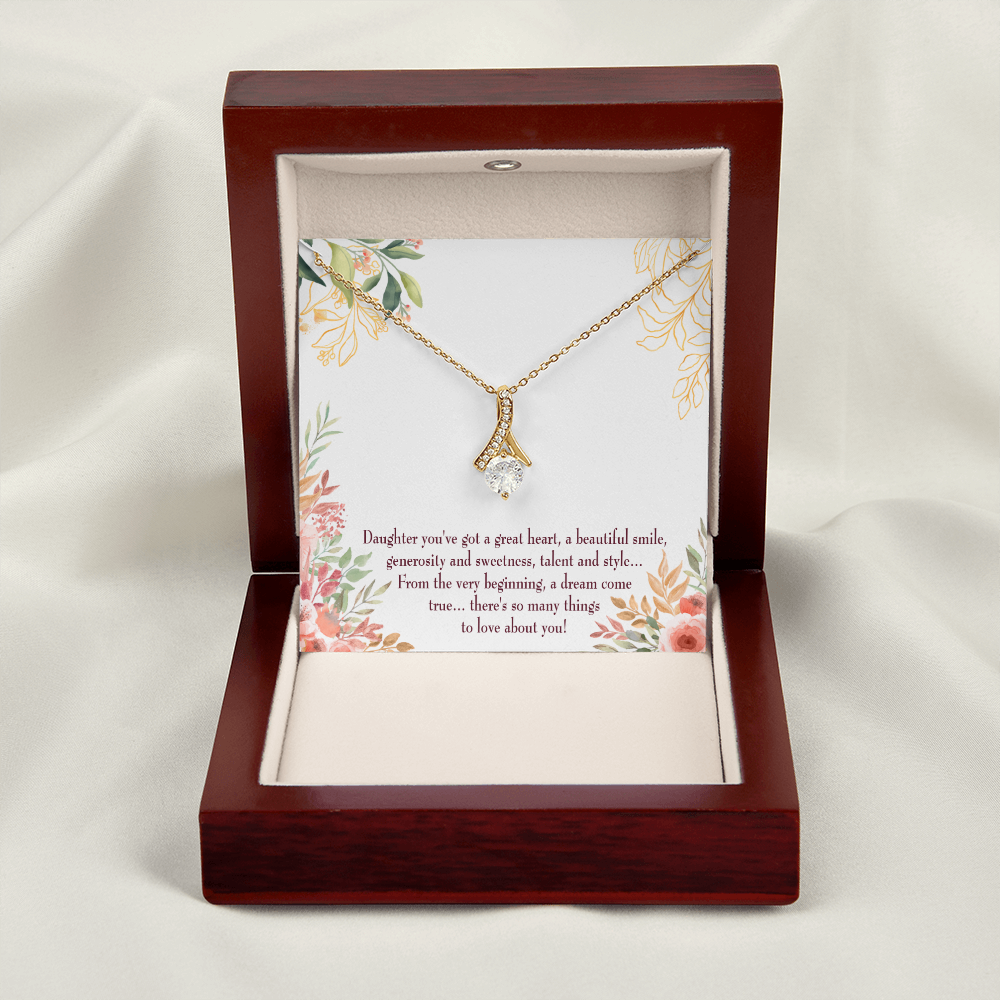 To My Daughter Daughter Gift Alluring Ribbon Necklace Message Card-Express Your Love Gifts