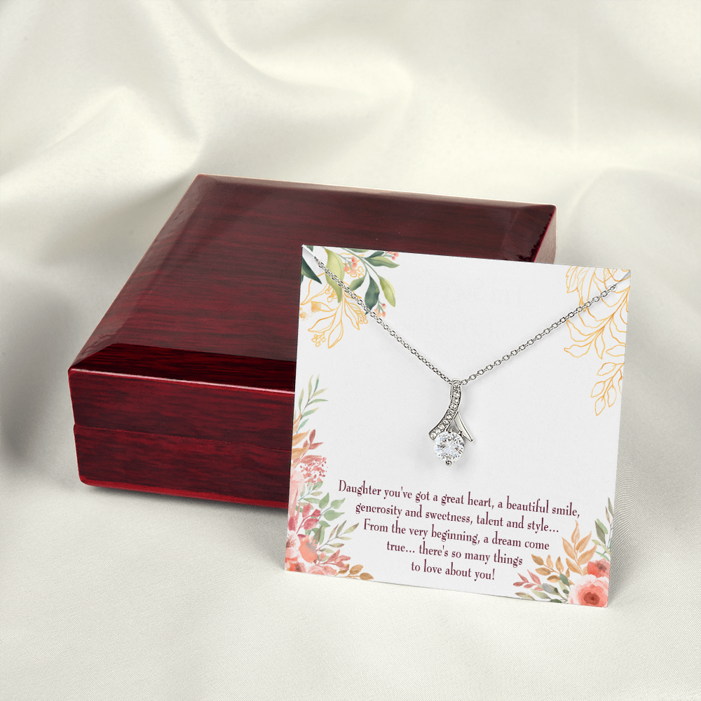 To My Daughter Daughter Gift Alluring Ribbon Necklace Message Card-Express Your Love Gifts