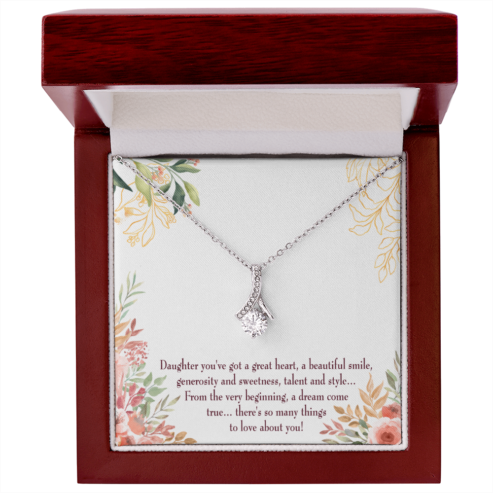 To My Daughter Daughter Gift Alluring Ribbon Necklace Message Card-Express Your Love Gifts