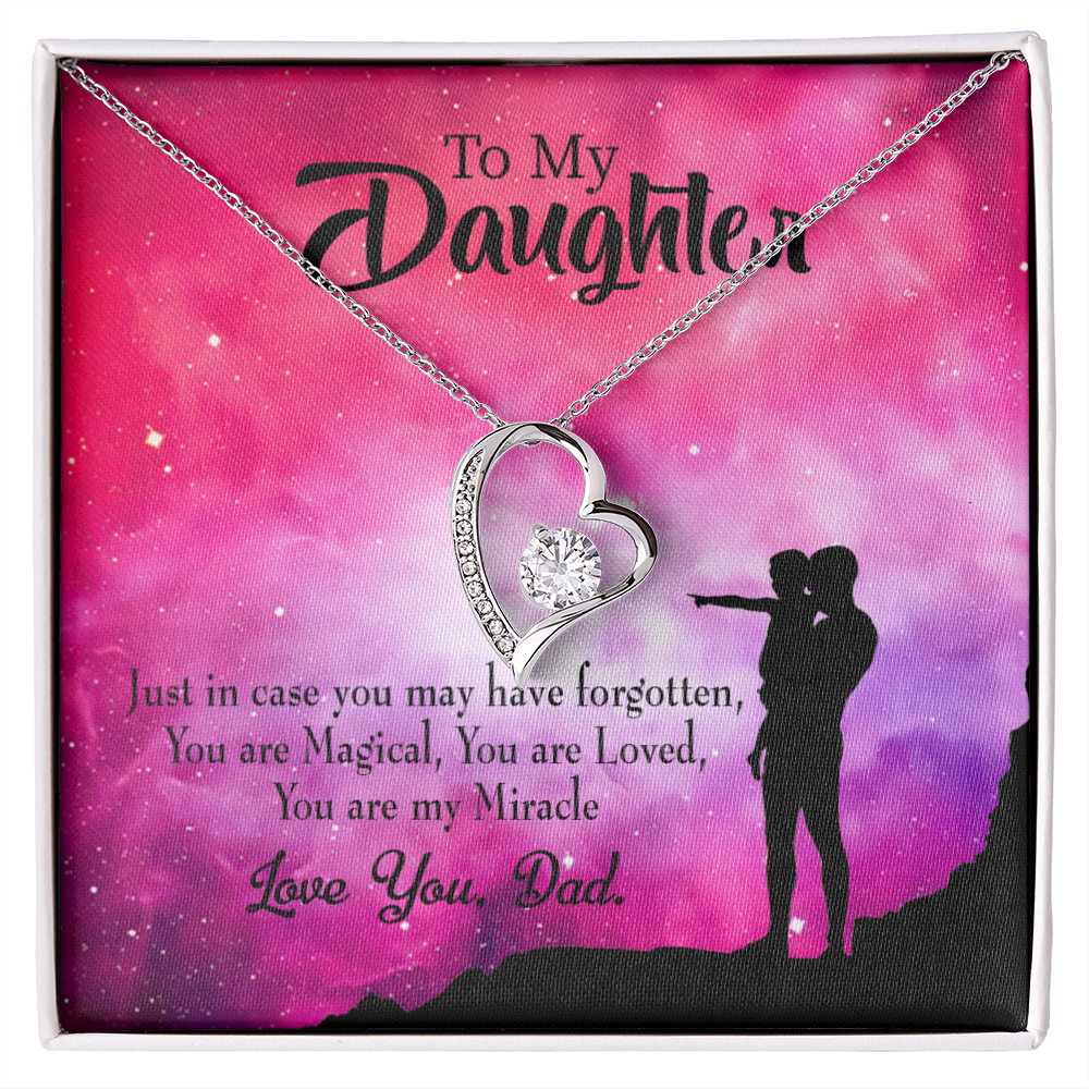 To My Daughter Daughter is Dad's Miracle Forever Necklace w Message Card-Express Your Love Gifts
