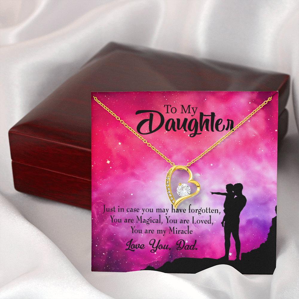 To My Daughter Daughter is Dad's Miracle Forever Necklace w Message Card-Express Your Love Gifts