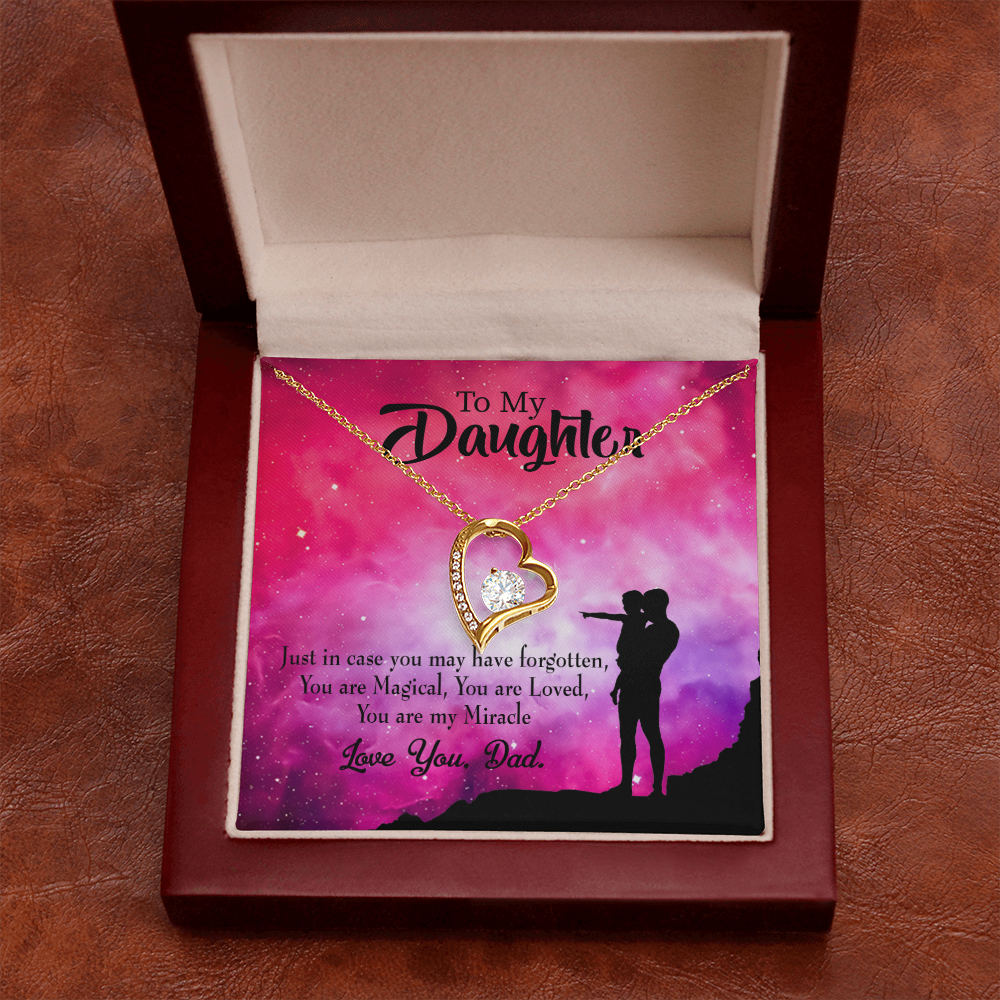 To My Daughter Daughter is Dad's Miracle Forever Necklace w Message Card-Express Your Love Gifts