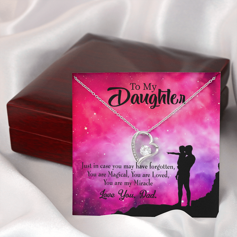 To My Daughter Daughter is Dad's Miracle Forever Necklace w Message Card-Express Your Love Gifts