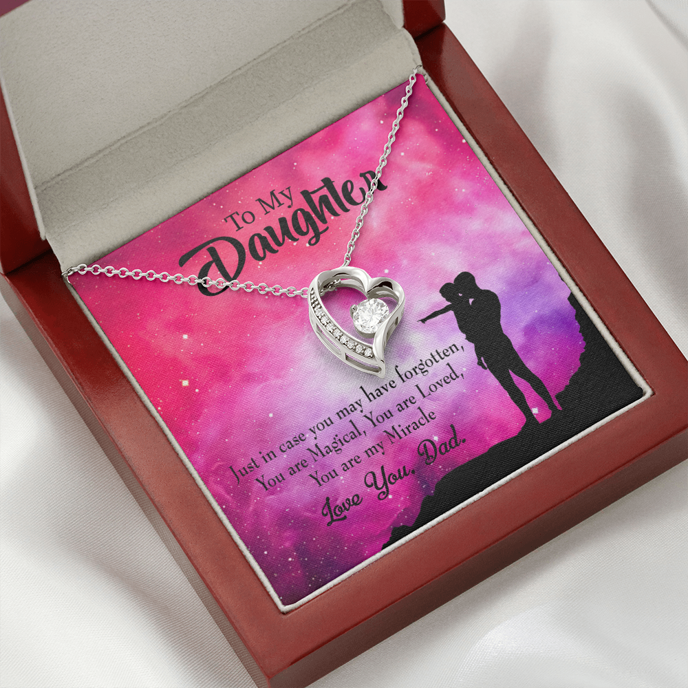 To My Daughter Daughter is Dad's Miracle Forever Necklace w Message Card-Express Your Love Gifts
