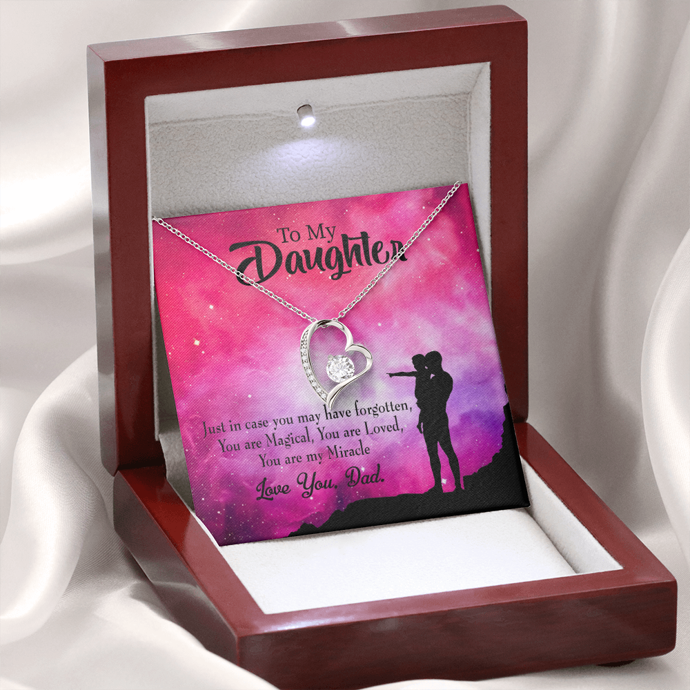To My Daughter Daughter is Dad's Miracle Forever Necklace w Message Card-Express Your Love Gifts
