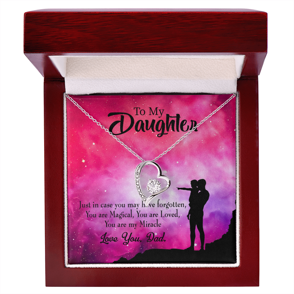 To My Daughter Daughter is Dad's Miracle Forever Necklace w Message Card-Express Your Love Gifts