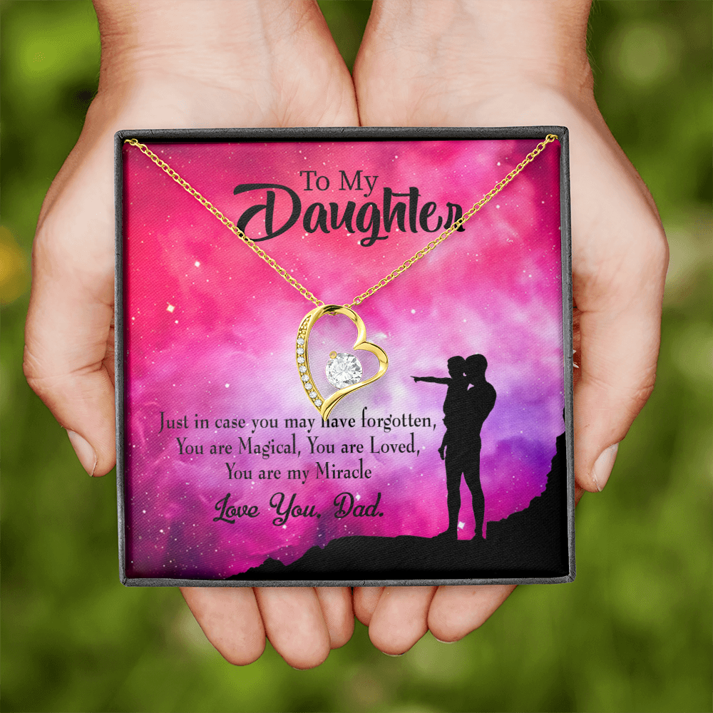 To My Daughter Daughter is Dad's Miracle Forever Necklace w Message Card-Express Your Love Gifts
