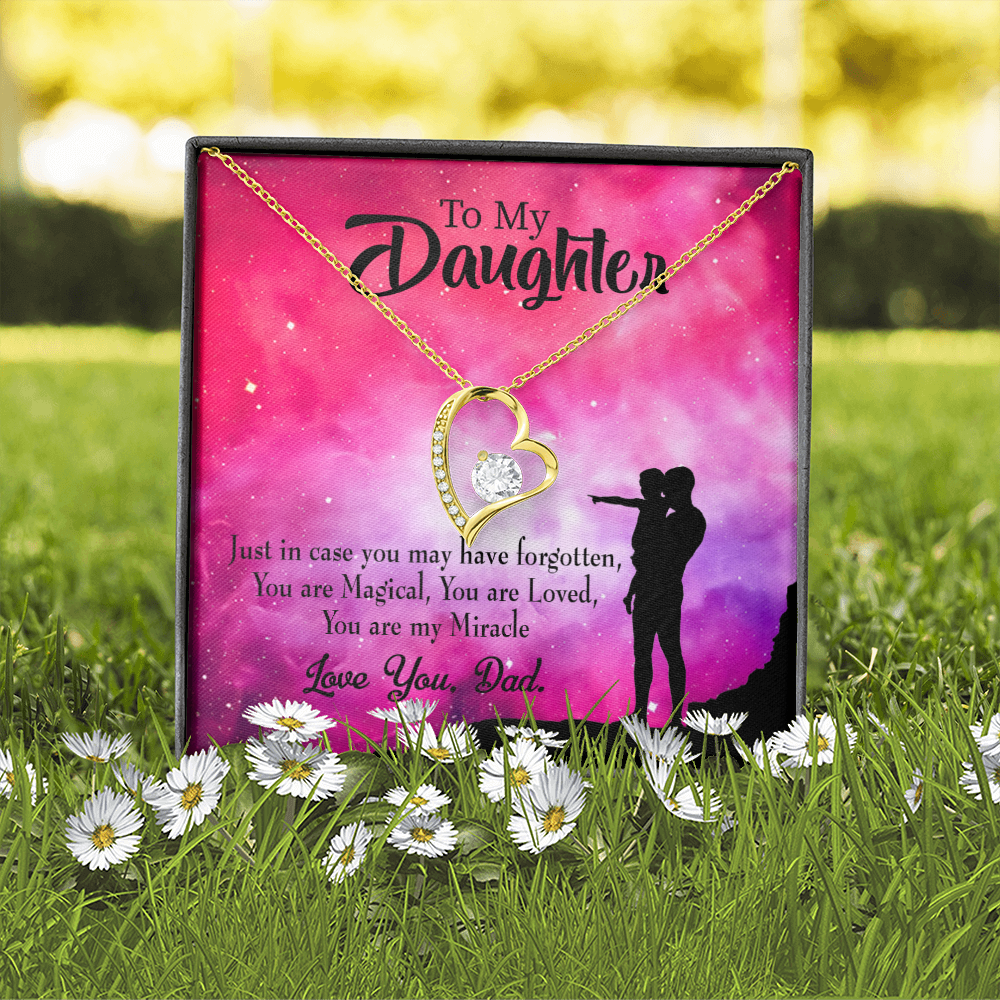 To My Daughter Daughter is Dad's Miracle Forever Necklace w Message Card-Express Your Love Gifts