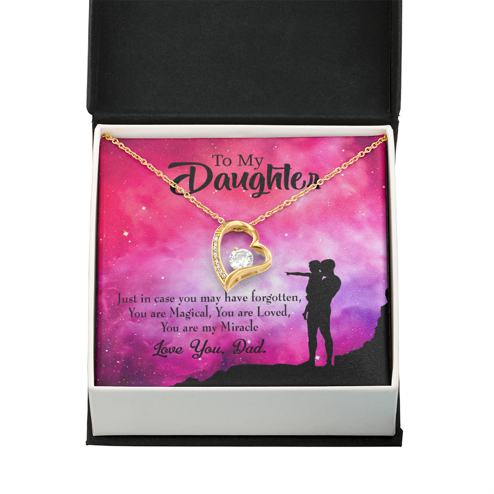 To My Daughter Daughter is Dad's Miracle Forever Necklace w Message Card-Express Your Love Gifts