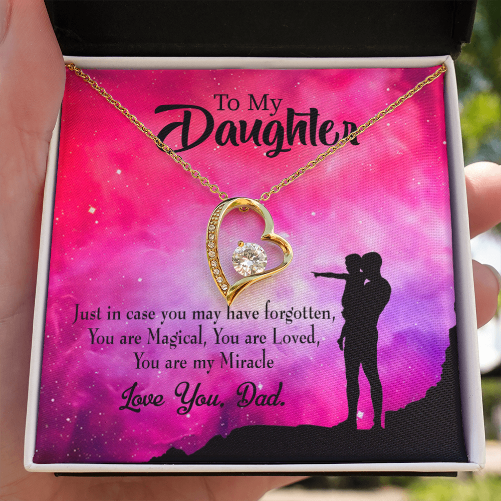 To My Daughter Daughter is Dad's Miracle Forever Necklace w Message Card-Express Your Love Gifts
