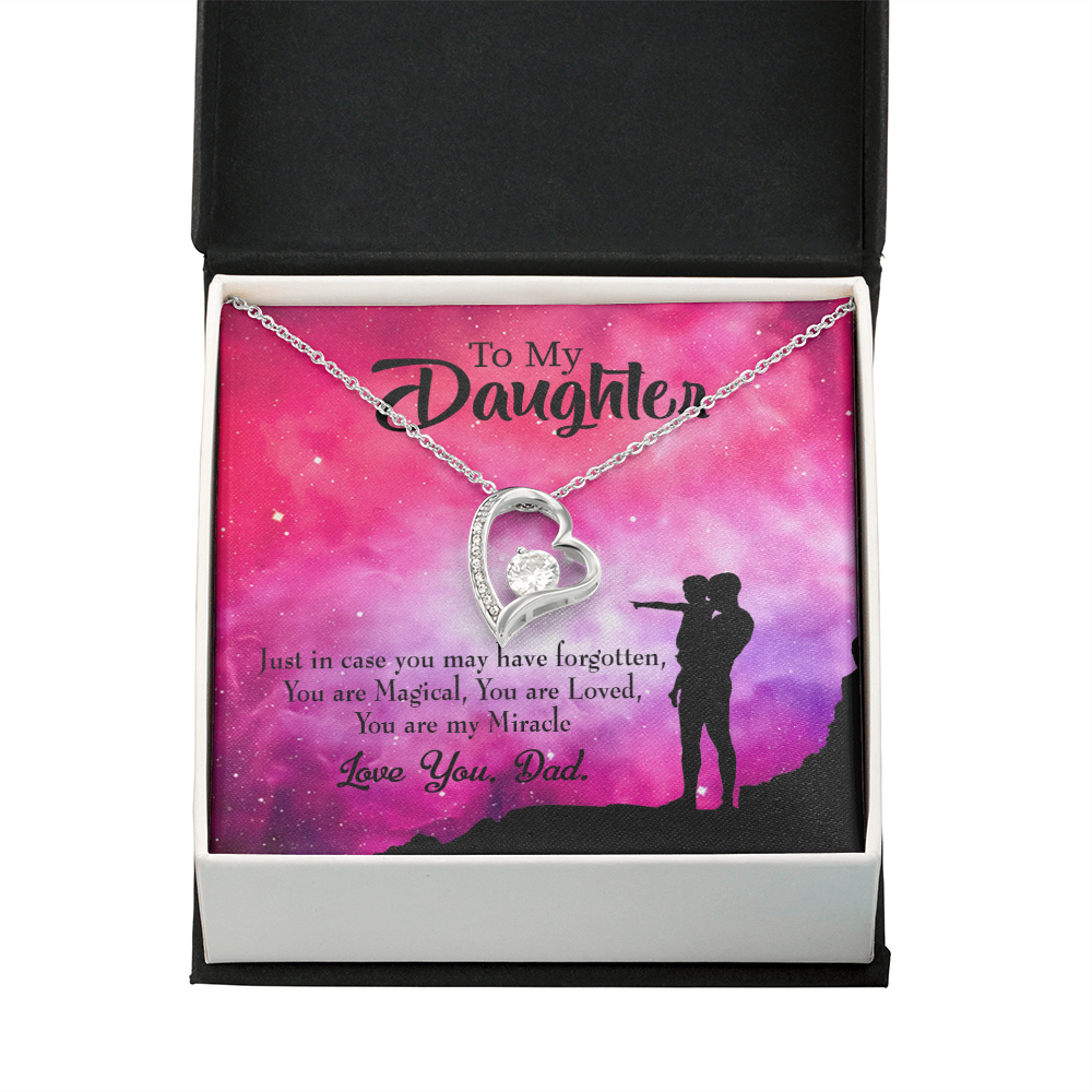 To My Daughter Daughter is Dad's Miracle Forever Necklace w Message Card-Express Your Love Gifts