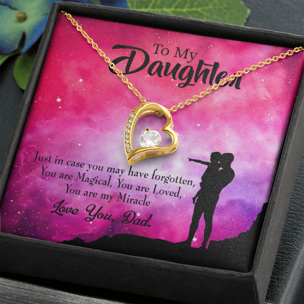 To My Daughter Daughter is Dad's Miracle Forever Necklace w Message Card-Express Your Love Gifts