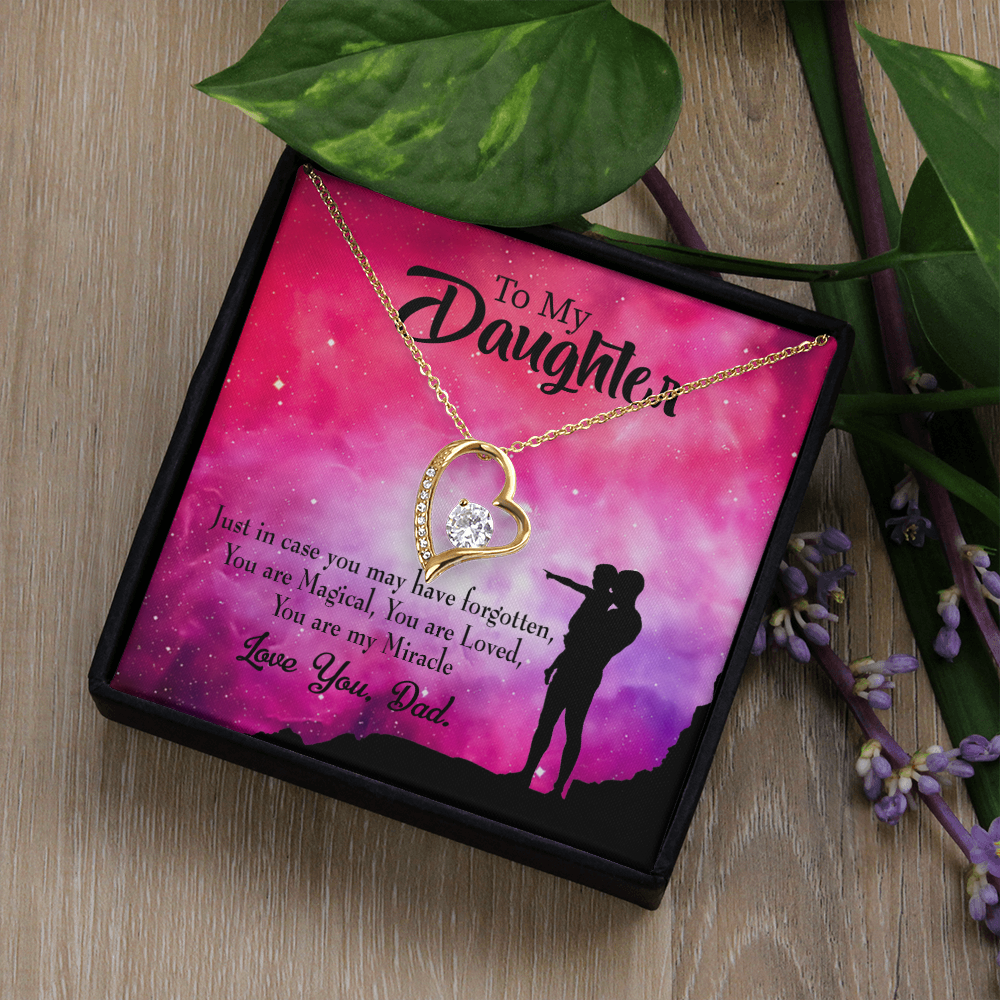 To My Daughter Daughter is Dad's Miracle Forever Necklace w Message Card-Express Your Love Gifts