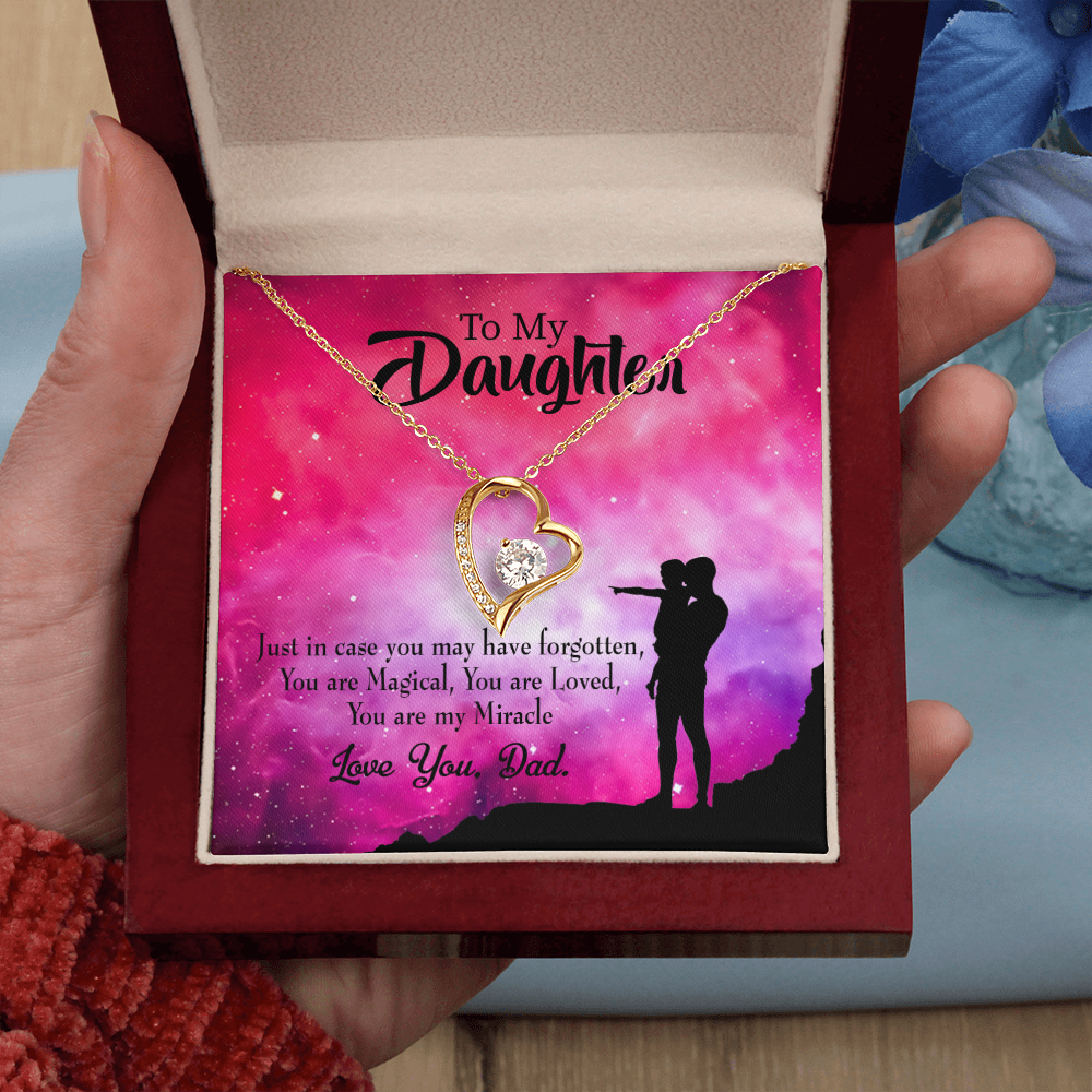 To My Daughter Daughter is Dad's Miracle Forever Necklace w Message Card-Express Your Love Gifts