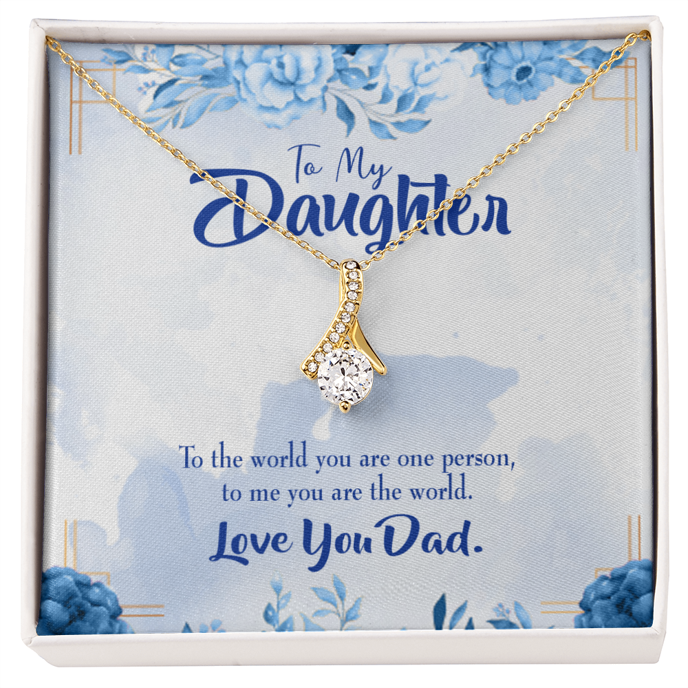 To My Daughter Daughter is Dad's World Alluring Ribbon Necklace Message Card-Express Your Love Gifts