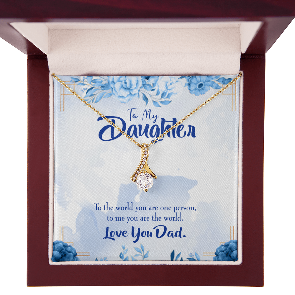 To My Daughter Daughter is Dad's World Alluring Ribbon Necklace Message Card-Express Your Love Gifts