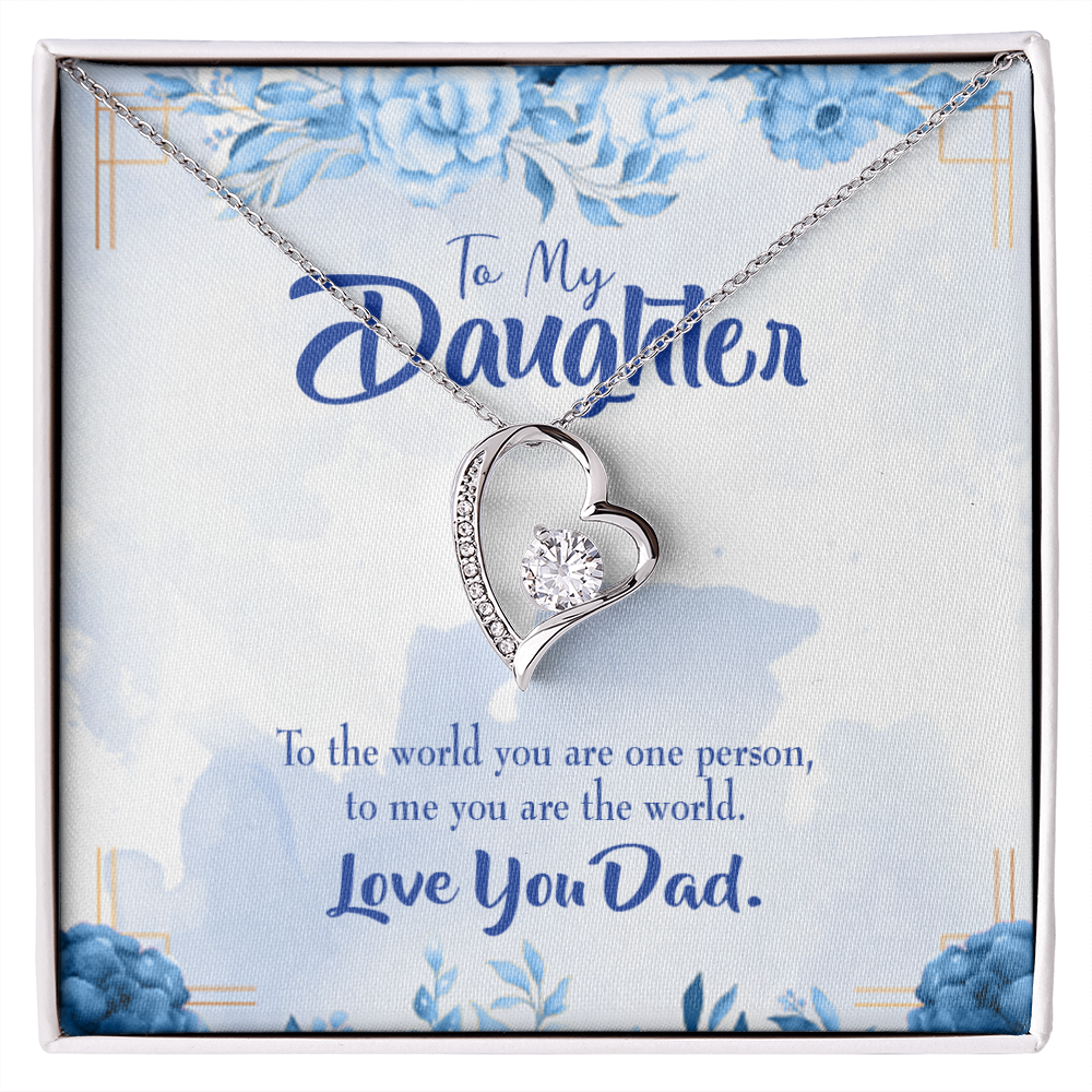 To My Daughter Daughter is Dad's World Forever Necklace w Message Card-Express Your Love Gifts