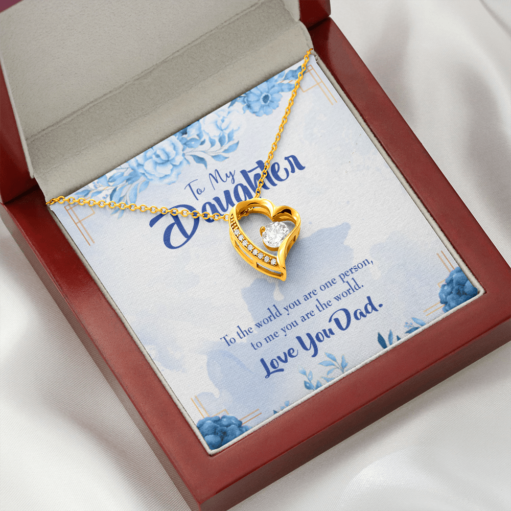 To My Daughter Daughter is Dad's World Forever Necklace w Message Card-Express Your Love Gifts