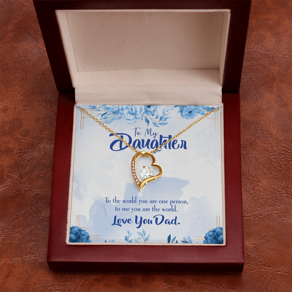 To My Daughter Daughter is Dad's World Forever Necklace w Message Card-Express Your Love Gifts
