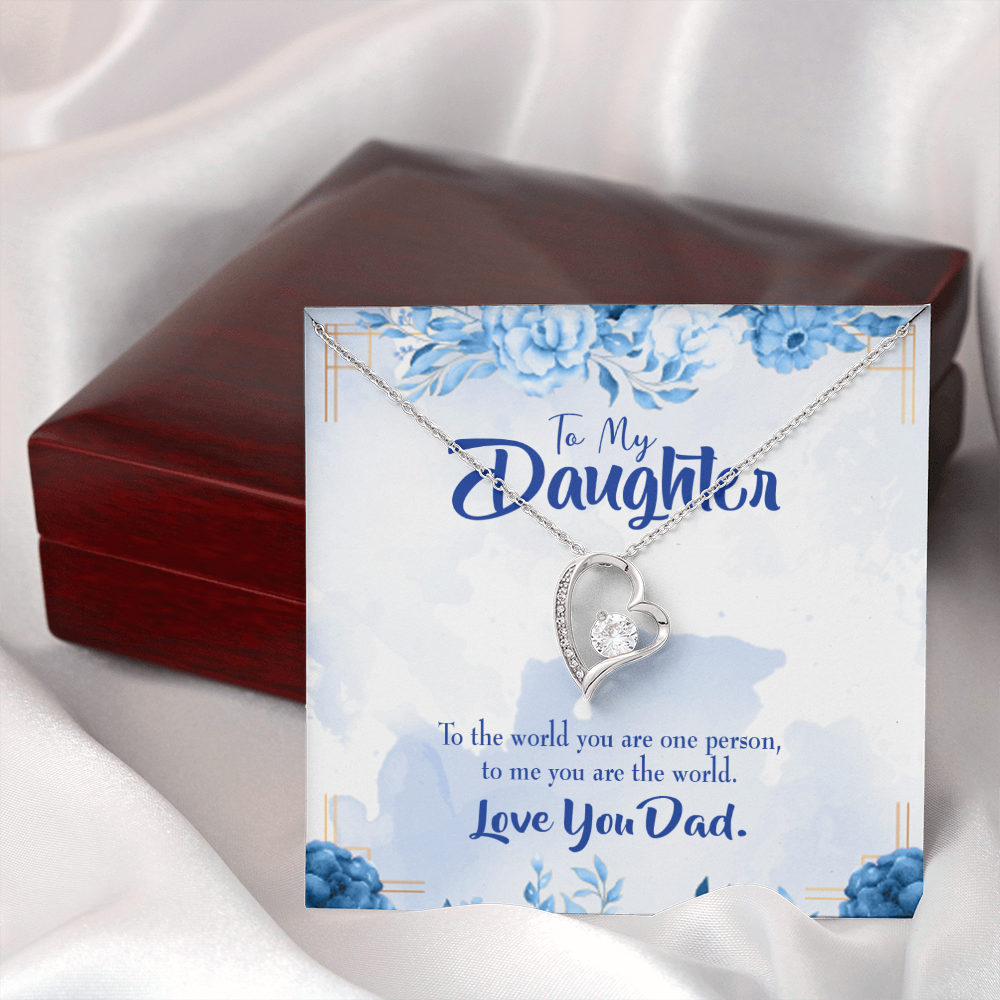 To My Daughter Daughter is Dad's World Forever Necklace w Message Card-Express Your Love Gifts