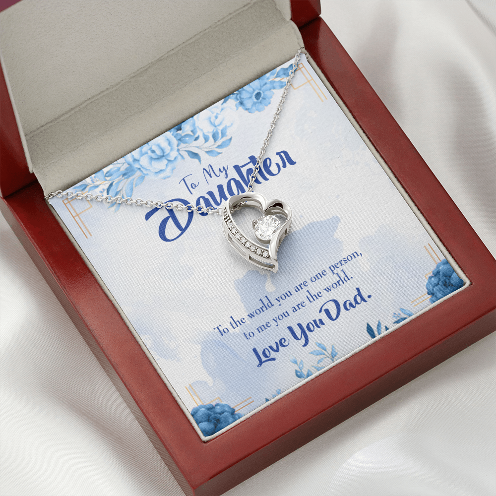 To My Daughter Daughter is Dad's World Forever Necklace w Message Card-Express Your Love Gifts