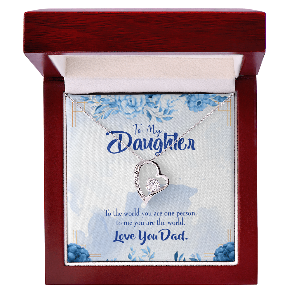 To My Daughter Daughter is Dad's World Forever Necklace w Message Card-Express Your Love Gifts