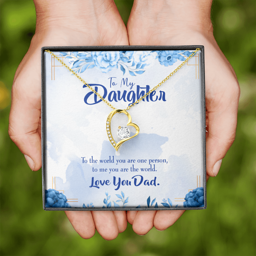To My Daughter Daughter is Dad's World Forever Necklace w Message Card-Express Your Love Gifts