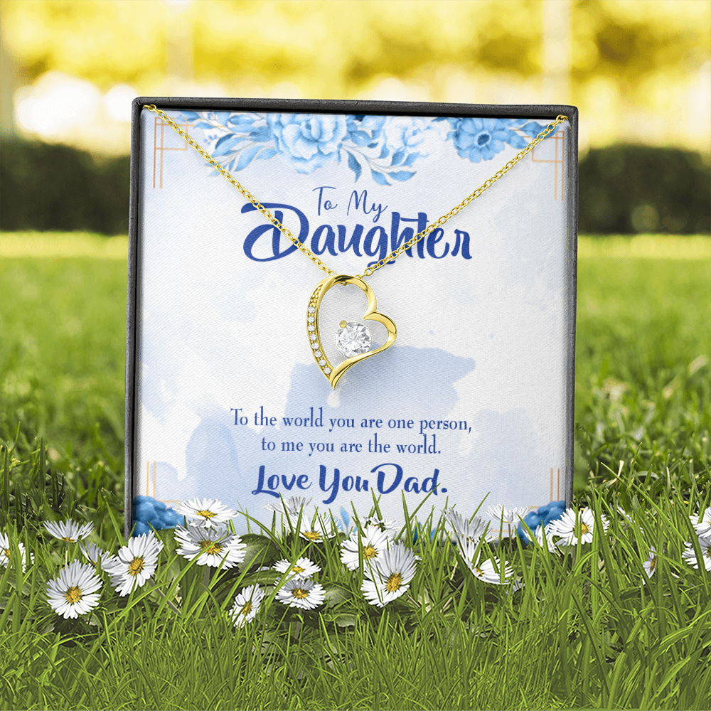 To My Daughter Daughter is Dad's World Forever Necklace w Message Card-Express Your Love Gifts