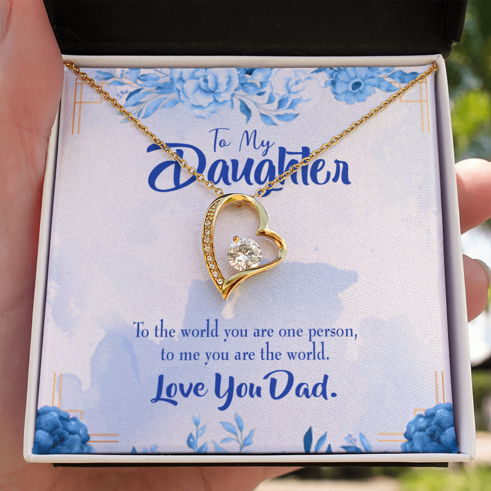 To My Daughter Daughter is Dad's World Forever Necklace w Message Card-Express Your Love Gifts