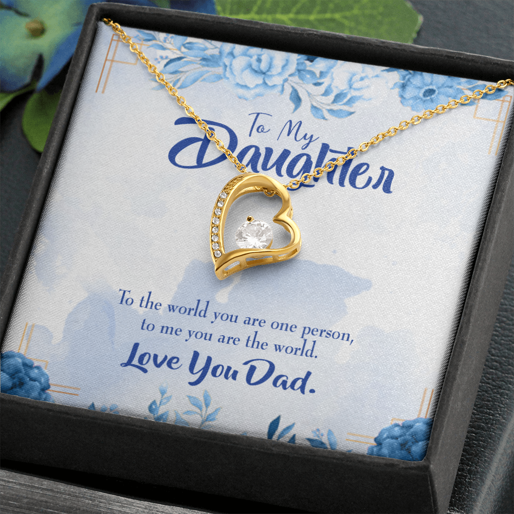 To My Daughter Daughter is Dad's World Forever Necklace w Message Card-Express Your Love Gifts