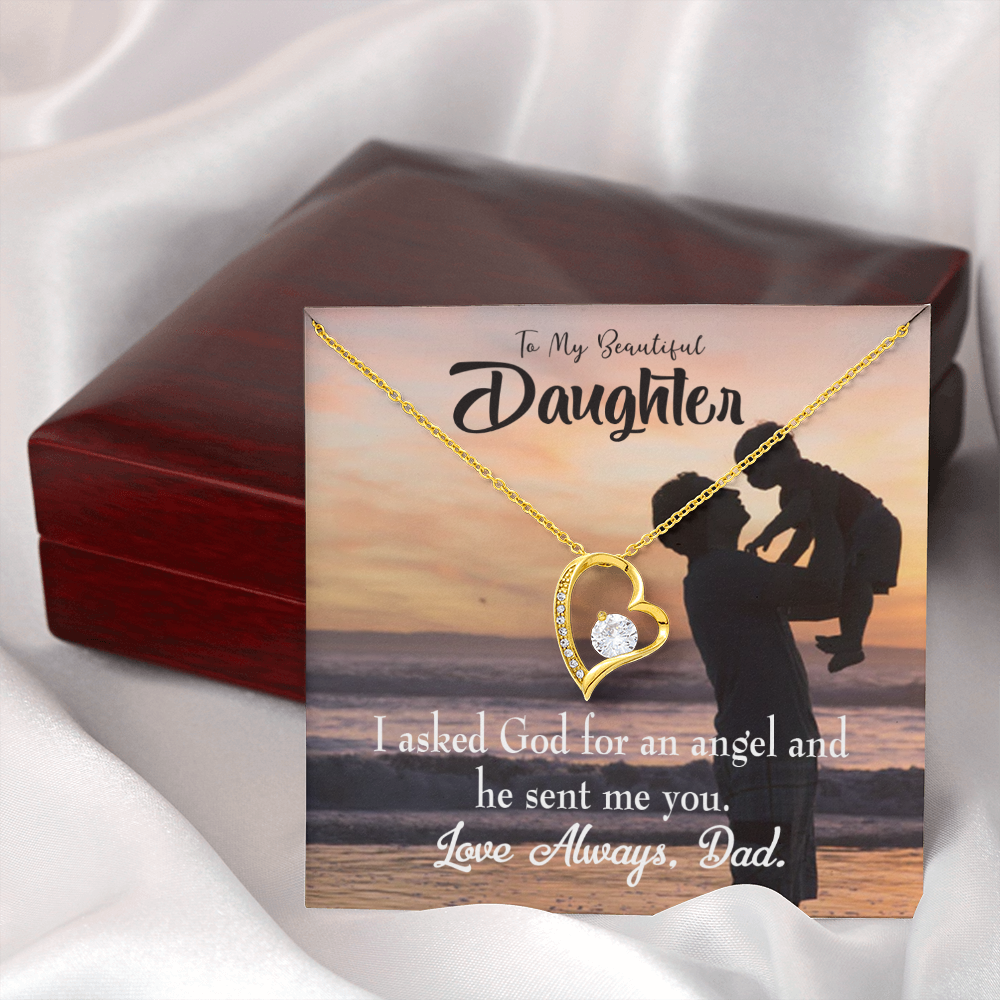 To My Daughter Daughter is God Sent Angel to Dad Forever Necklace w Message Card-Express Your Love Gifts