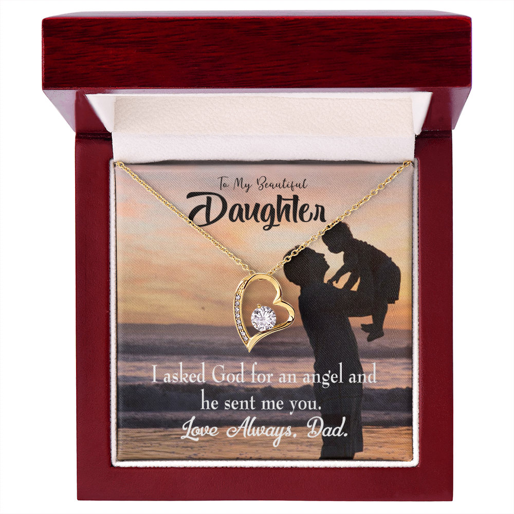 To My Daughter Daughter is God Sent Angel to Dad Forever Necklace w Message Card-Express Your Love Gifts