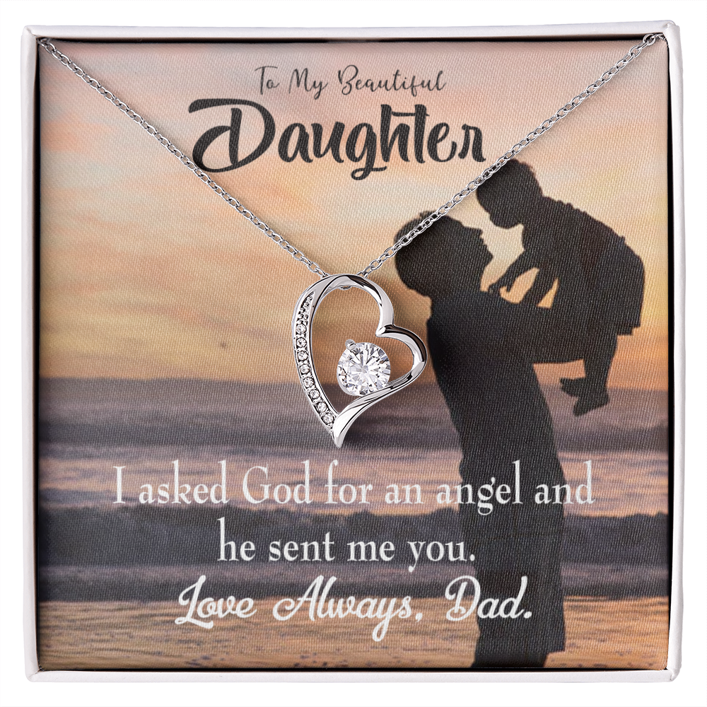 To My Daughter Daughter is God Sent Angel to Dad Forever Necklace w Message Card-Express Your Love Gifts