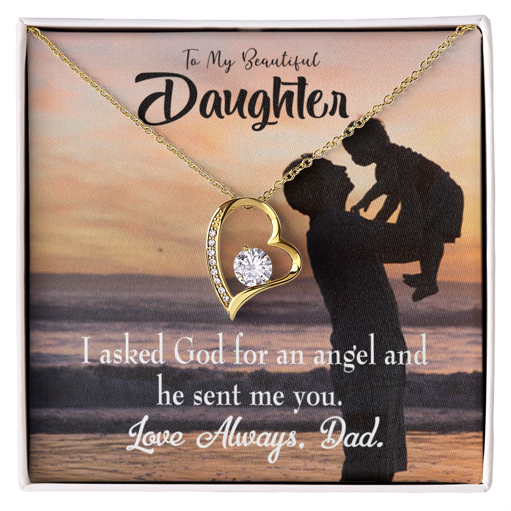 To My Daughter Daughter is God Sent Angel to Dad Forever Necklace w Message Card-Express Your Love Gifts
