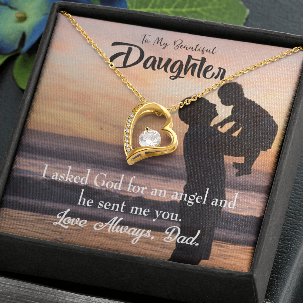 To My Daughter Daughter is God Sent Angel to Dad Forever Necklace w Message Card-Express Your Love Gifts