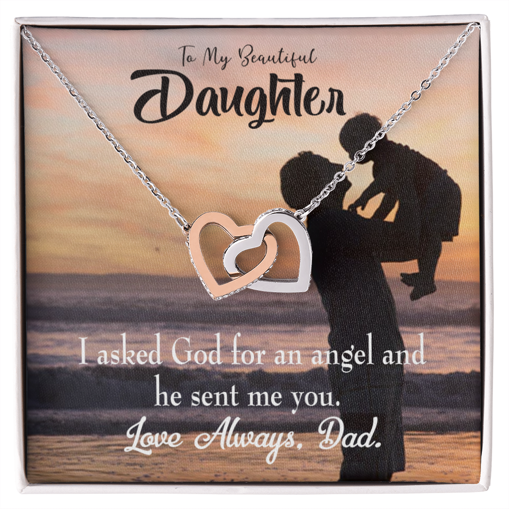To My Daughter Daughter is God Sent Angel to Dad Inseparable Necklace-Express Your Love Gifts