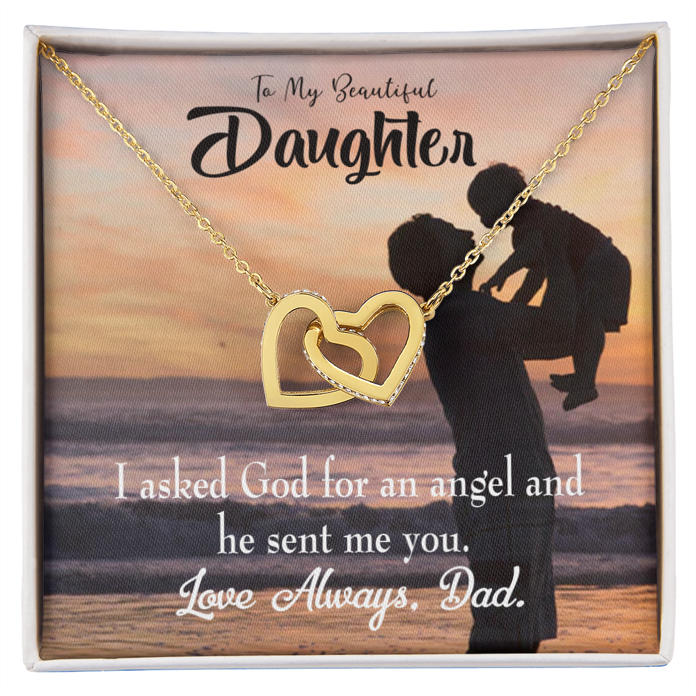 To My Daughter Daughter is God Sent Angel to Dad Inseparable Necklace-Express Your Love Gifts