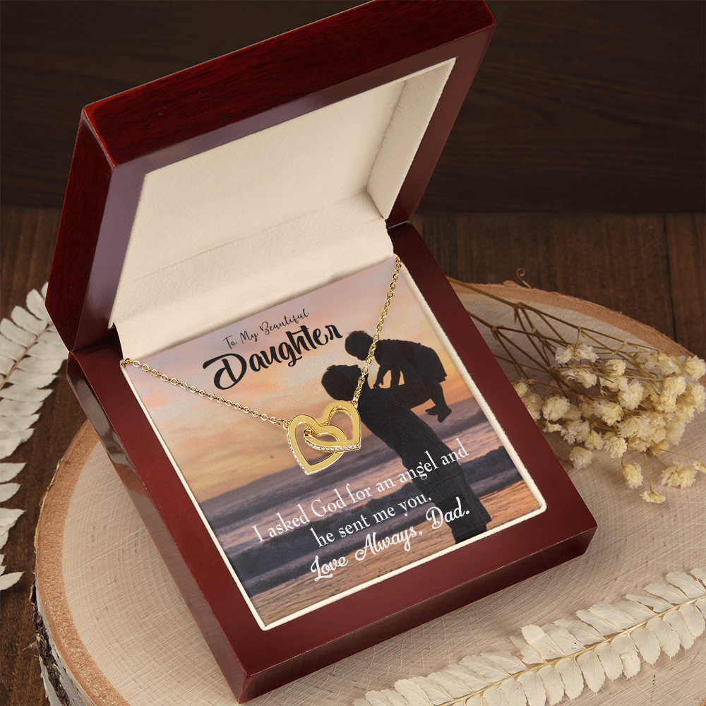 To My Daughter Daughter is God Sent Angel to Dad Inseparable Necklace-Express Your Love Gifts