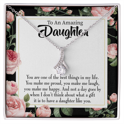 To My Daughter Daughter Like You Alluring Ribbon Necklace Message Card-Express Your Love Gifts