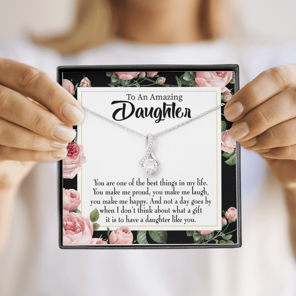 To My Daughter Daughter Like You Alluring Ribbon Necklace Message Card-Express Your Love Gifts